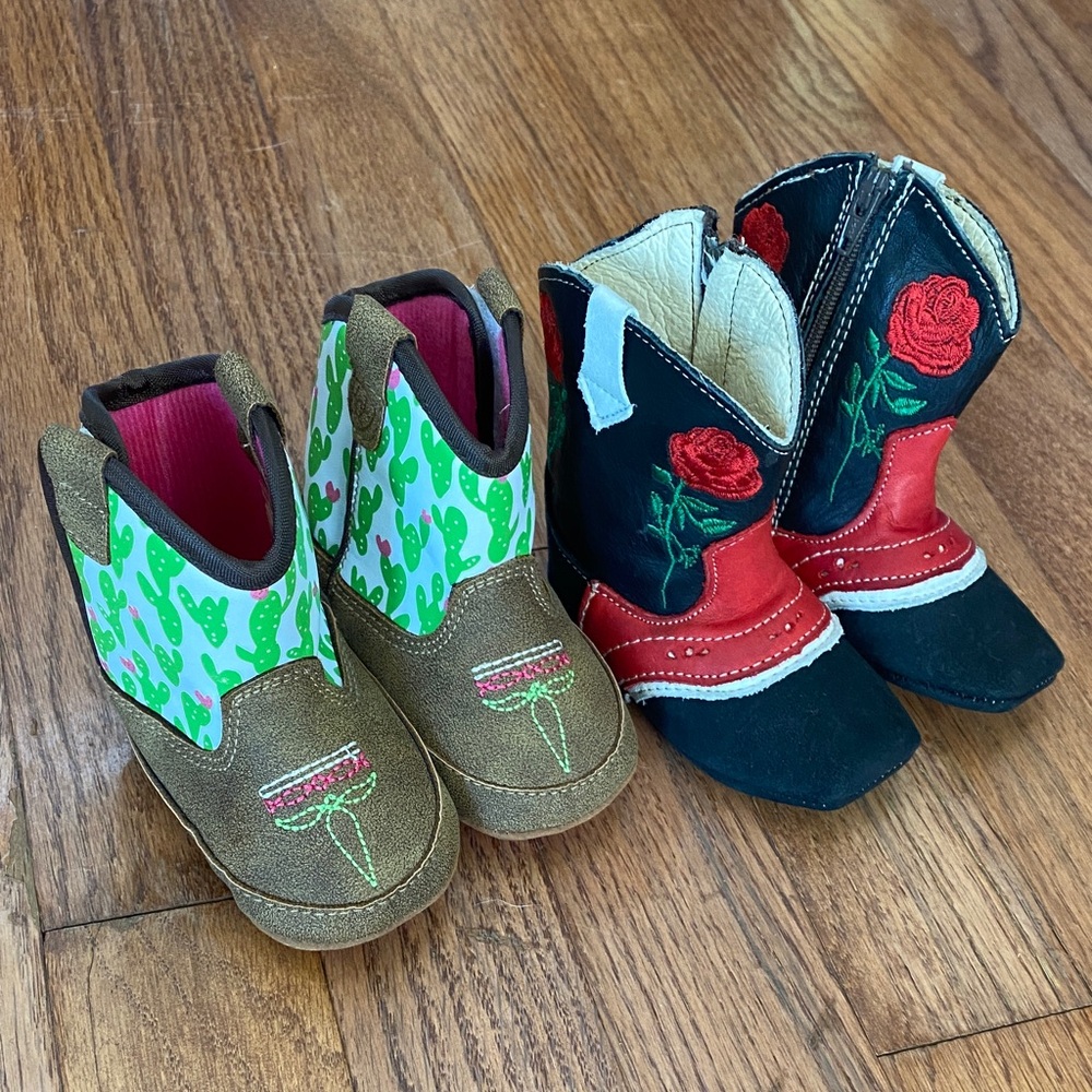 Infant baby girl cowboy boots bundle